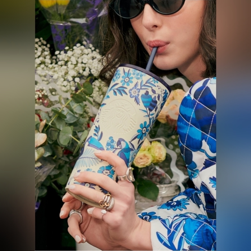 Starbucks + Farm RIO Blue and White Floral Tumbler
